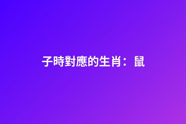 子時對應的生肖：鼠