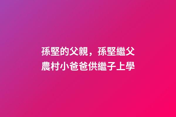 孫堅的父親，孫堅繼父農村小爸爸供繼子上學-第1張-觀點-玄機派