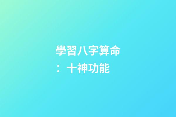 學習八字算命：十神功能