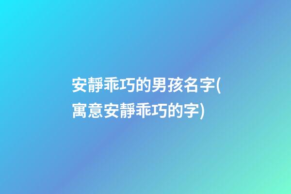 安靜乖巧的男孩名字(寓意安靜乖巧的字)