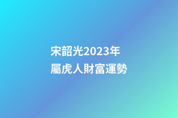 宋韶光2023年屬虎人財富運勢