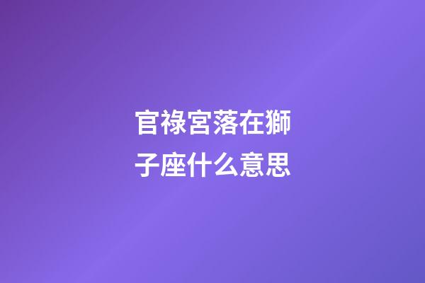 官祿宮落在獅子座什么意思-第1張-星座運勢-玄機派