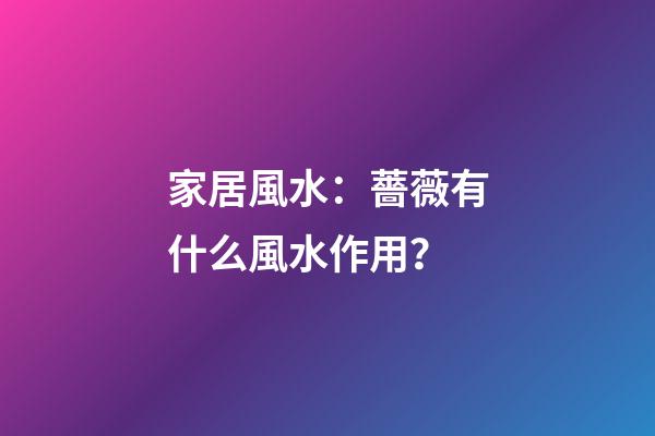 家居風水：薔薇有什么風水作用？