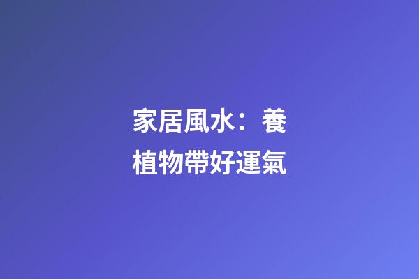 家居風水：養植物帶好運氣