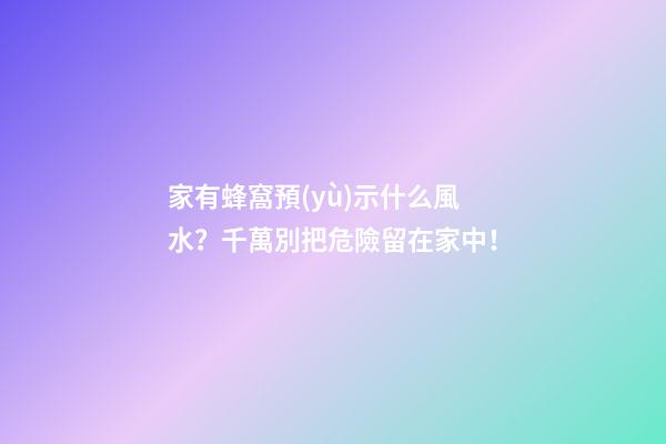家有蜂窩預(yù)示什么風水？千萬別把危險留在家中！