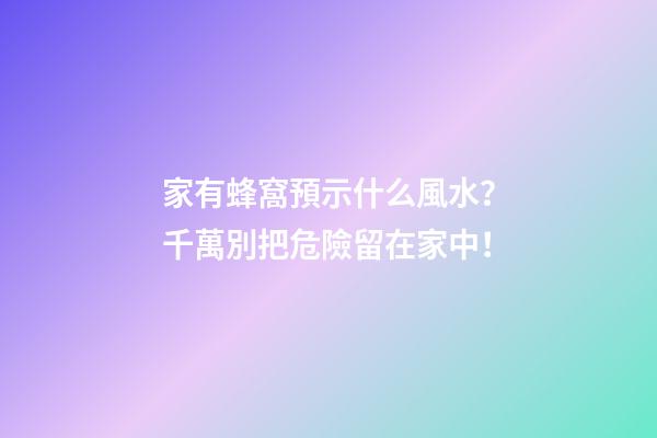家有蜂窩預示什么風水？千萬別把危險留在家中！