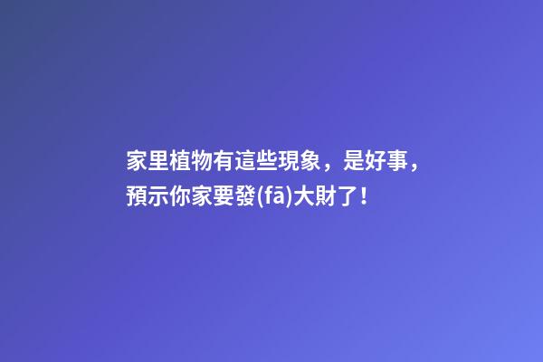 家里植物有這些現象，是好事，預示你家要發(fā)大財了！