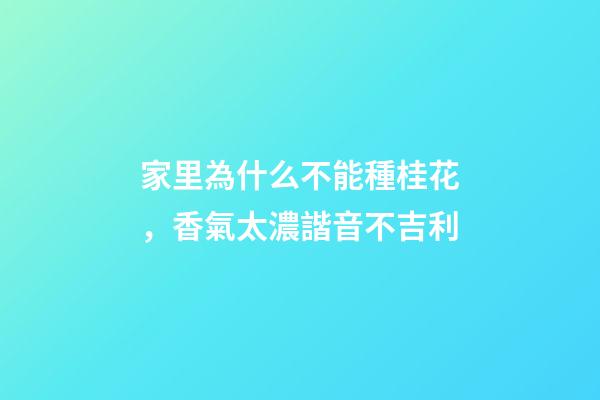家里為什么不能種桂花，香氣太濃諧音不吉利