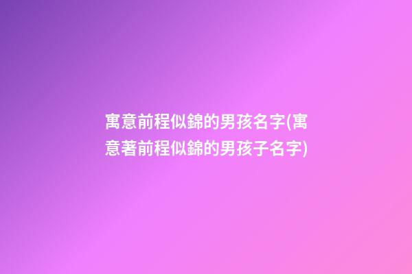 寓意前程似錦的男孩名字(寓意著前程似錦的男孩子名字)