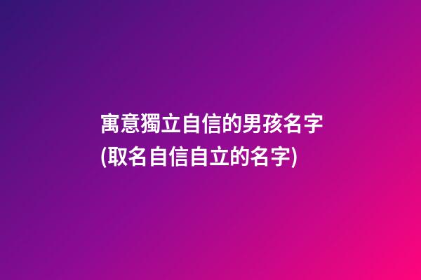 寓意獨立自信的男孩名字(取名自信自立的名字)