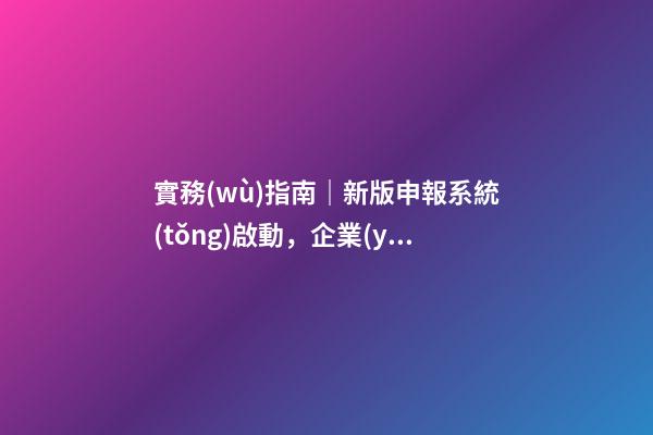 實務(wù)指南｜新版申報系統(tǒng)啟動，企業(yè)核名不再愁
