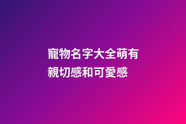 寵物名字大全萌有親切感和可愛感