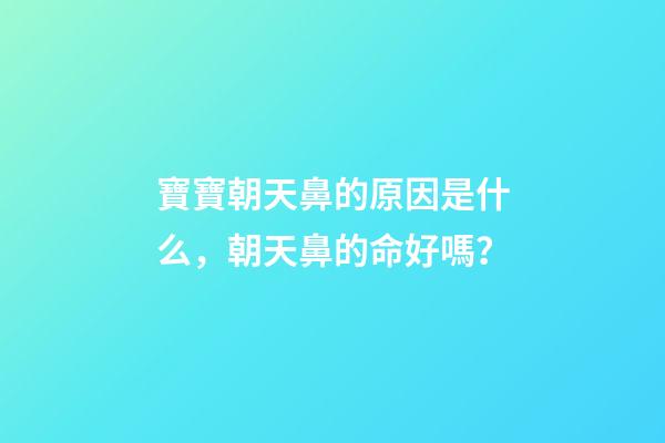 寶寶朝天鼻的原因是什么，朝天鼻的命好嗎？