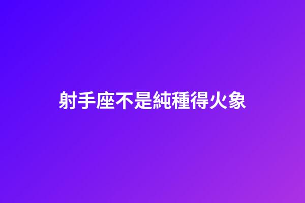 射手座不是純種得火象-第1張-星座運勢-玄機派