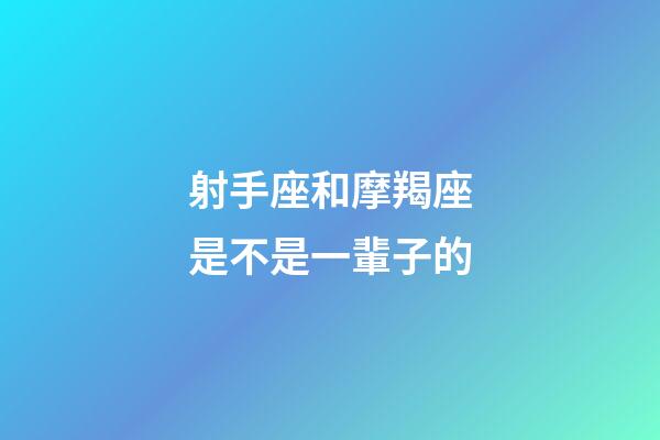 射手座和摩羯座是不是一輩子的-第1張-星座運(yùn)勢-玄機(jī)派