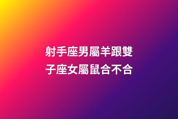 射手座男屬羊跟雙子座女屬鼠合不合-第1張-星座運勢-玄機(jī)派