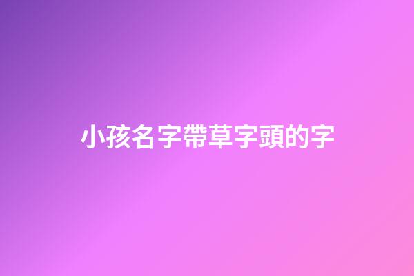 小孩名字帶草字頭的字(小孩名字帶草字頭的字有那些)-第1張-寶寶起名-玄機派