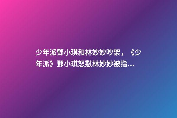 少年派鄧小琪和林妙妙吵架，《少年派》鄧小琪怒懟林妙妙被指“心機(jī)重”-第1張-觀點(diǎn)-玄機(jī)派