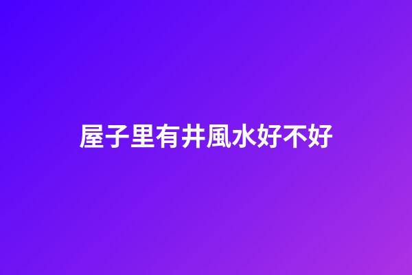 屋子里有井風水好不好