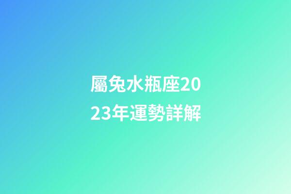 屬兔水瓶座2023年運勢詳解-第1張-星座運勢-玄機派