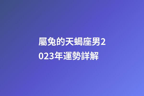 屬兔的天蝎座男2023年運勢詳解-第1張-星座運勢-玄機派
