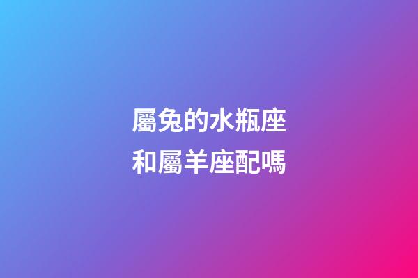 屬兔的水瓶座和屬羊座配嗎-第1張-星座運勢-玄機派