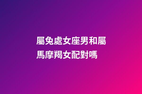 屬兔處女座男和屬馬摩羯女配對嗎-第1張-星座運勢-玄機派