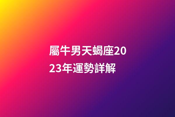 屬牛男天蝎座2023年運勢詳解-第1張-星座運勢-玄機派