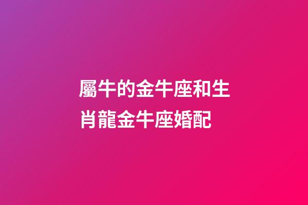 屬牛的金牛座和生肖龍金牛座婚配