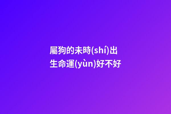 屬狗的未時(shí)出生命運(yùn)好不好