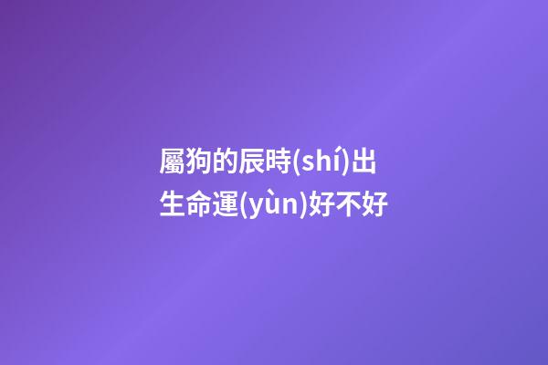 屬狗的辰時(shí)出生命運(yùn)好不好