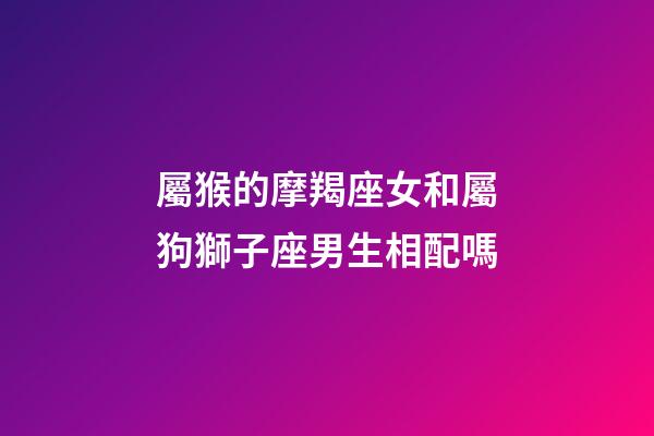 屬猴的摩羯座女和屬狗獅子座男生相配嗎-第1張-星座運勢-玄機派