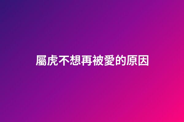 屬虎不想再被愛的原因