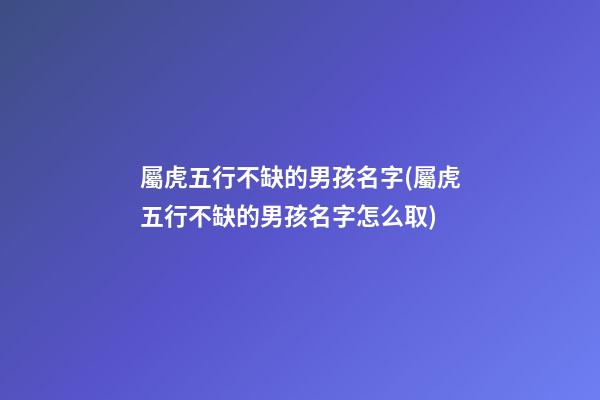 屬虎五行不缺的男孩名字(屬虎五行不缺的男孩名字怎么取)