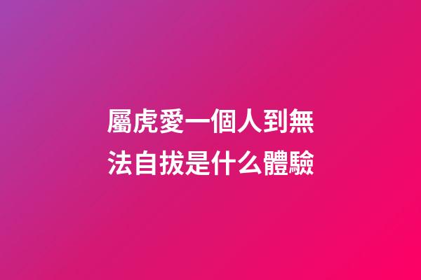 屬虎愛一個人到無法自拔是什么體驗