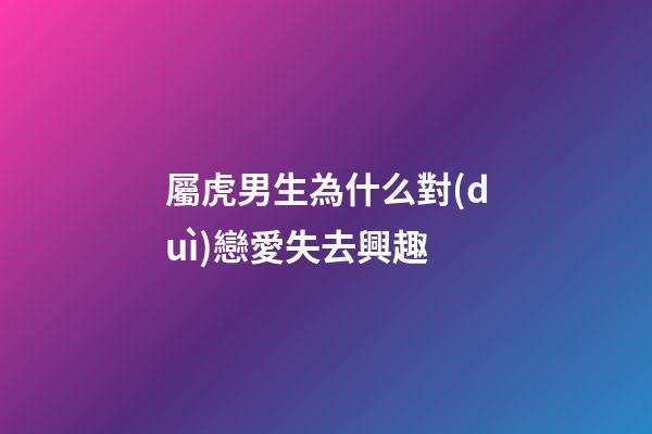 屬虎男生為什么對(duì)戀愛失去興趣
