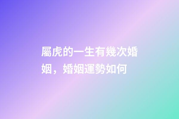 屬虎的一生有幾次婚姻，婚姻運勢如何