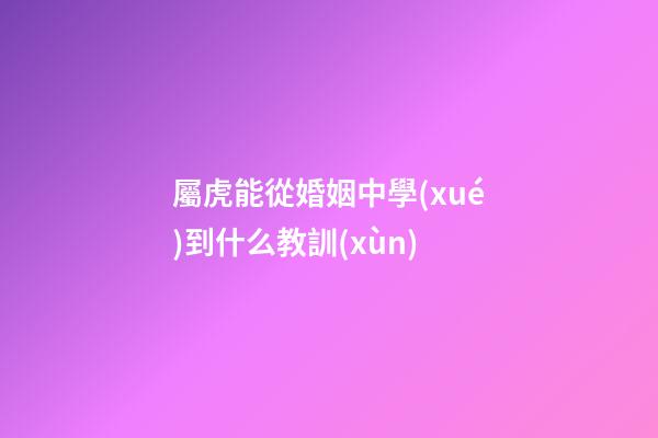 屬虎能從婚姻中學(xué)到什么教訓(xùn)
