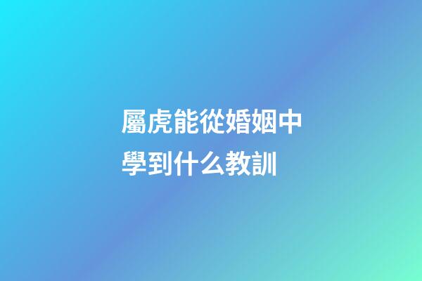 屬虎能從婚姻中學到什么教訓