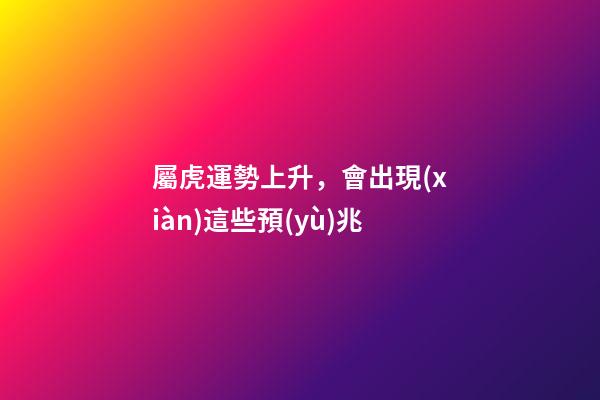 屬虎運勢上升，會出現(xiàn)這些預(yù)兆