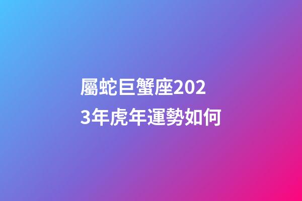 屬蛇巨蟹座2023年虎年運勢如何-第1張-星座運勢-玄機派