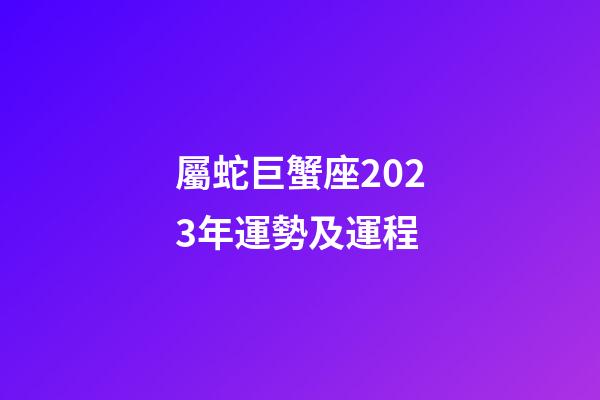 屬蛇巨蟹座2023年運勢及運程-第1張-星座運勢-玄機派