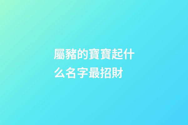 屬豬的寶寶起什么名字最招財