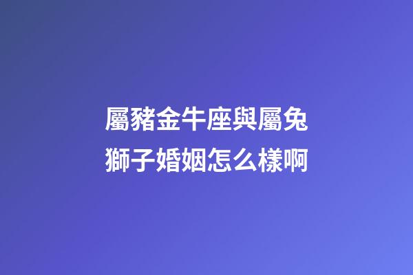 屬豬金牛座與屬兔獅子婚姻怎么樣啊