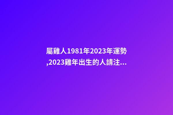 屬雞人1981年2023年運勢,2023雞年出生的人請注意!事業有機會-第1張-觀點-玄機派