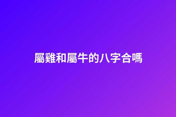 屬雞和屬牛的八字合嗎