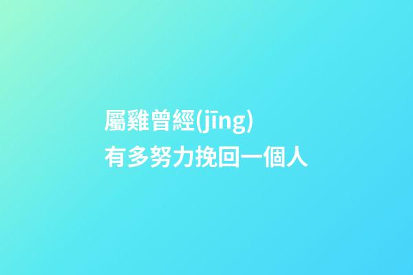 屬雞曾經(jīng)有多努力挽回一個人