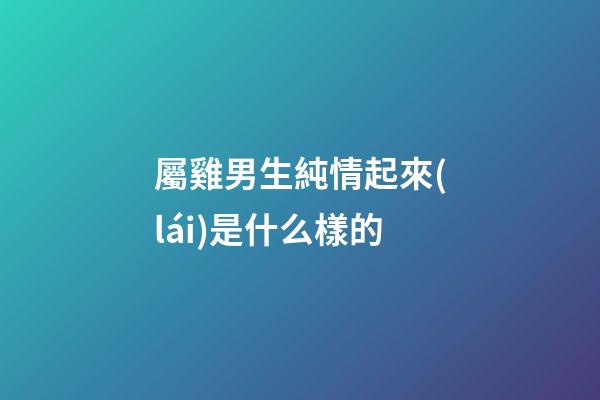 屬雞男生純情起來(lái)是什么樣的
