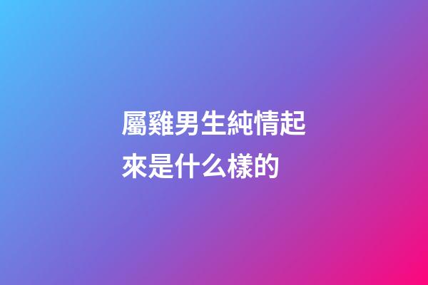 屬雞男生純情起來是什么樣的