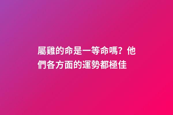 屬雞的命是一等命嗎？他們各方面的運勢都極佳